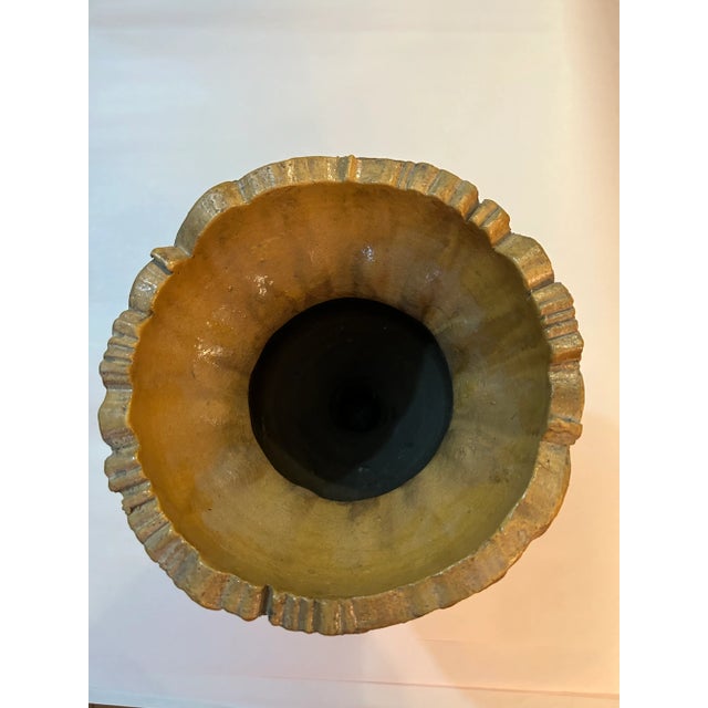 1970s Vintage Carved Vase With Weathered Finish For Sale - Image 5 of 7