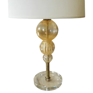 Vintage Glass Lamp With Gold Flakes in the Traditional Venini Style