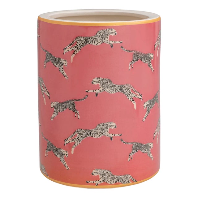 Scalamandre Maison by Port 68 Leaping Cheetah Pink Ice Bucket For Sale