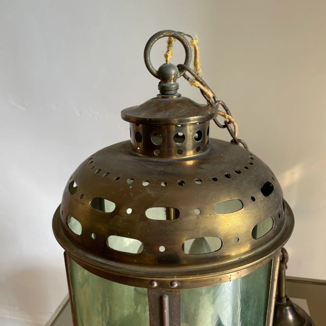 Large Brass and Glass Hall Lantern For Sale - Image 9 of 13
