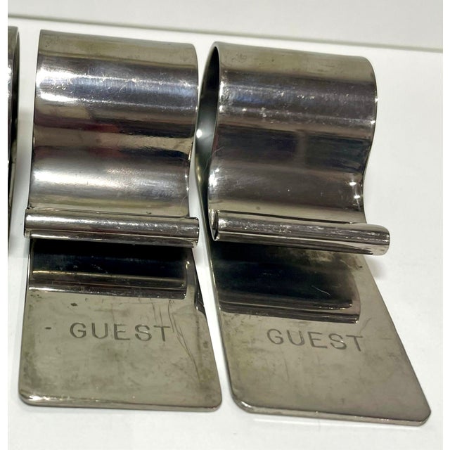 Vintage Engraved Silver Napkin Clip Holders - Set of Six For Sale - Image 4 of 5