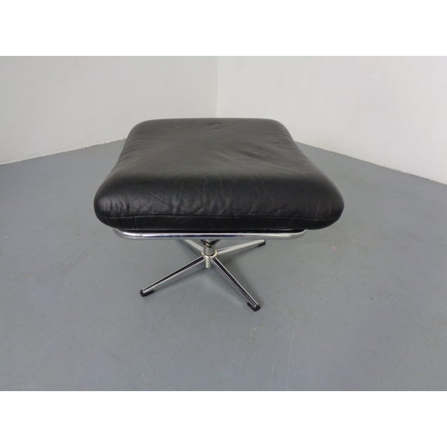 Black Leather Ottoman, Germany, 1960s For Sale - Image 6 of 10