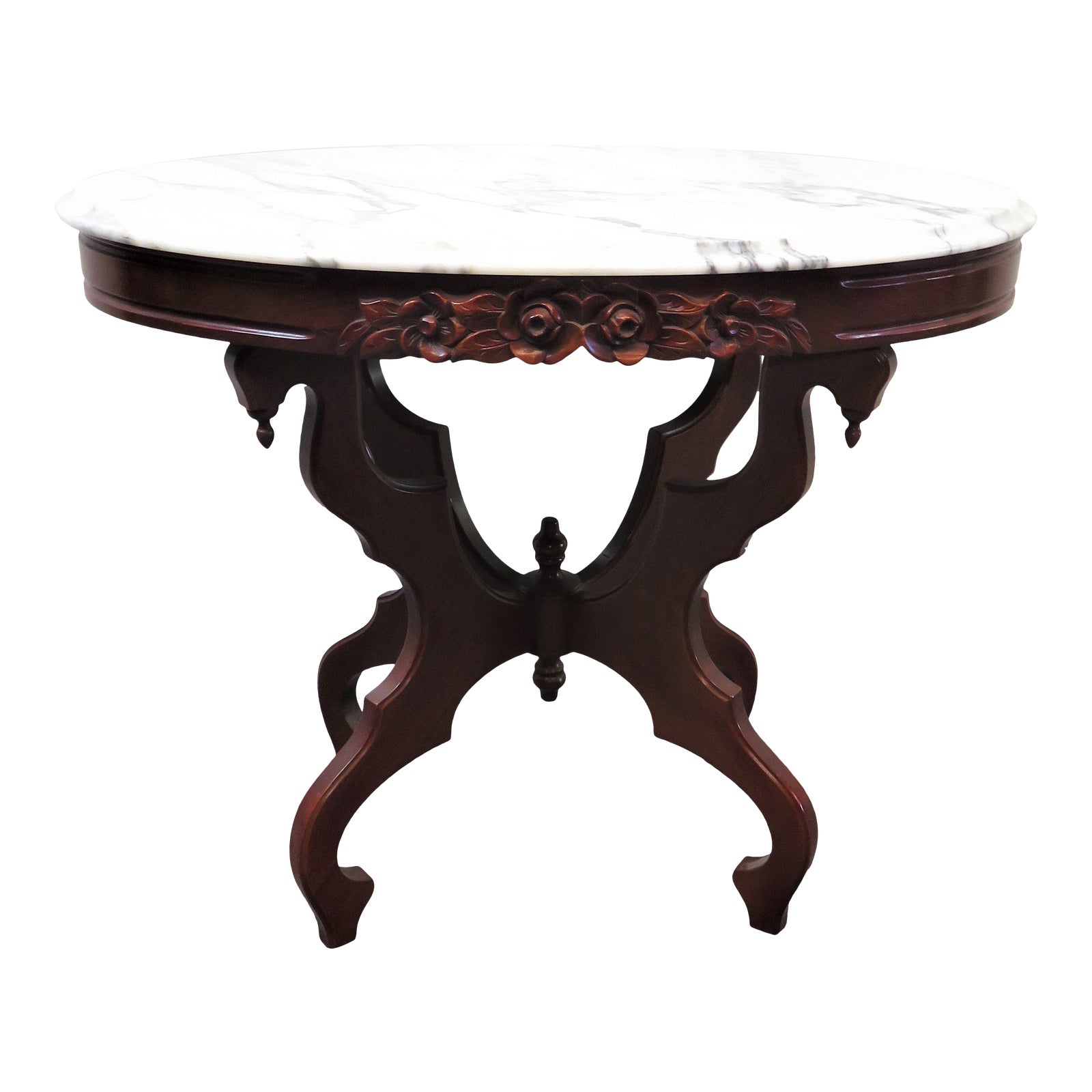 Victorian Style Rose Carved Marble Top Table Chairish