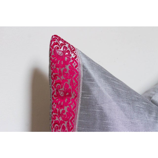 1990s Silver Festive Silk Euro Pillow Cover For Sale - Image 5 of 9