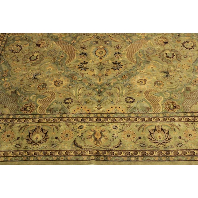 1970s 1970s Agra Pak Persian Green/Brown Wool Rug - 10'1'' X 14'3'' For Sale - Image 4 of 7