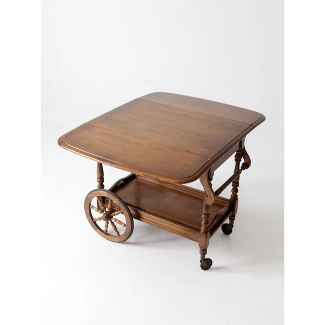 Brown Mid Century Kling Colonial Drop Leaf Tea or Bar Cart For Sale - Image 8 of 13