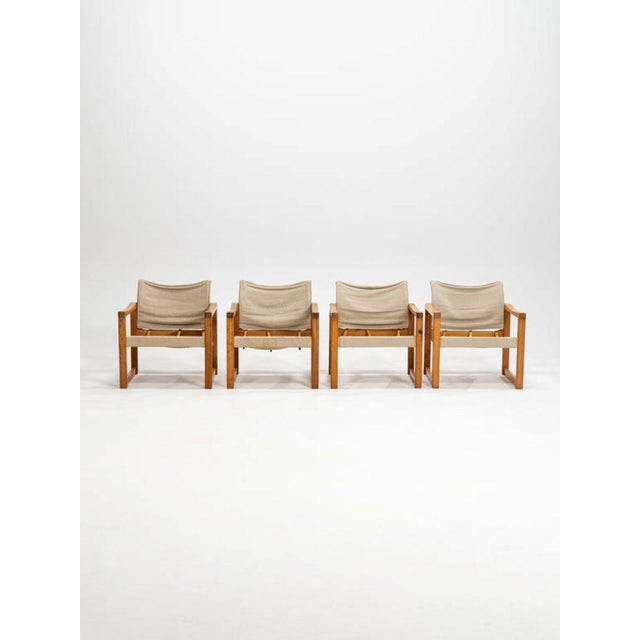 Armchairs model Diana designed by Karin Mobring, 1974. Produced by Ikea in Sweden. The frame is made in lacquered pine,...
