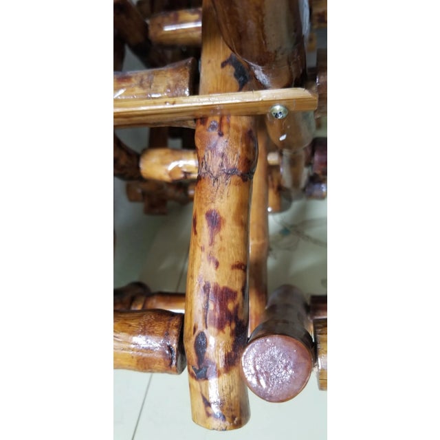 Mid 20th Century Vintage Varnished Scorched Bamboo Expandable Wine Rack For Sale - Image 5 of 10