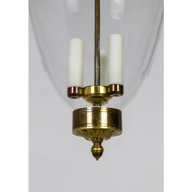 Traditional 1980s Belle Epoque Style Brass & Glass Bell Jar Lantern With Smoke Bell & Swirling Chain For Sale - Image 3 of 12