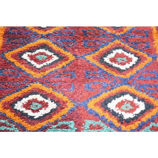 Shabby Chic Vintage Uzbek Tribal Hand Knotted Organic Wool Fine Weave Rug,3'3"x8'1" For Sale - Image 3 of 4