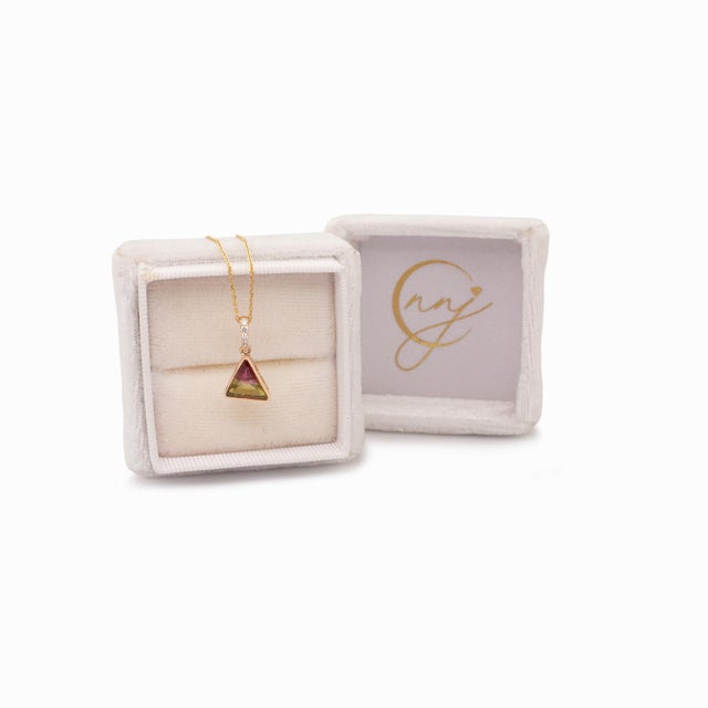 Contemporary 1.4cts Watermelon Tourmaline Pendant With Natural Diamonds: Solid 14k Gold For Sale - Image 3 of 10