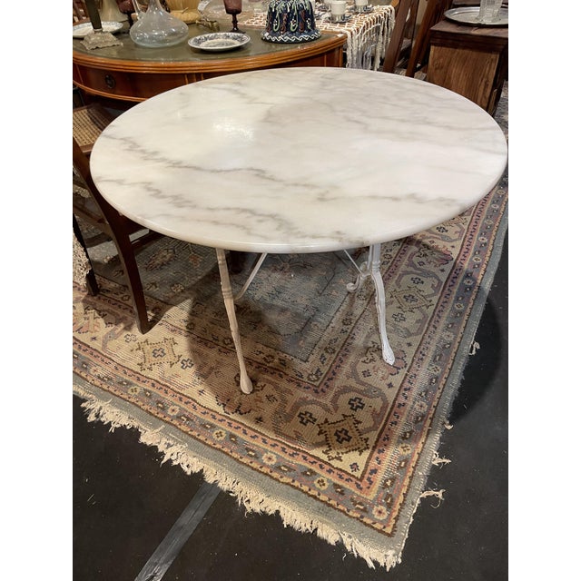 Gray Round Marble and Cast Iron Table, 1950s For Sale - Image 8 of 8