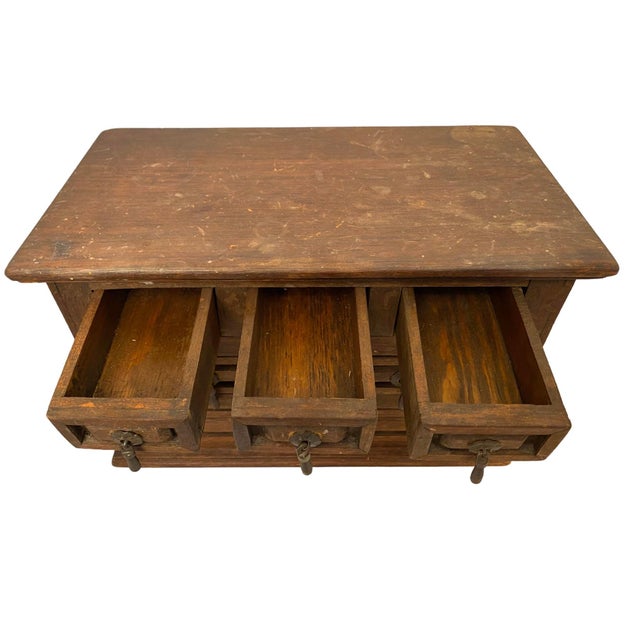 Item: Wooden Tabletop Chest Period: Mid-20th Century Country of Origin: Mexico Dimensions: 13.5" W x 7.5" D x 8.75" H...