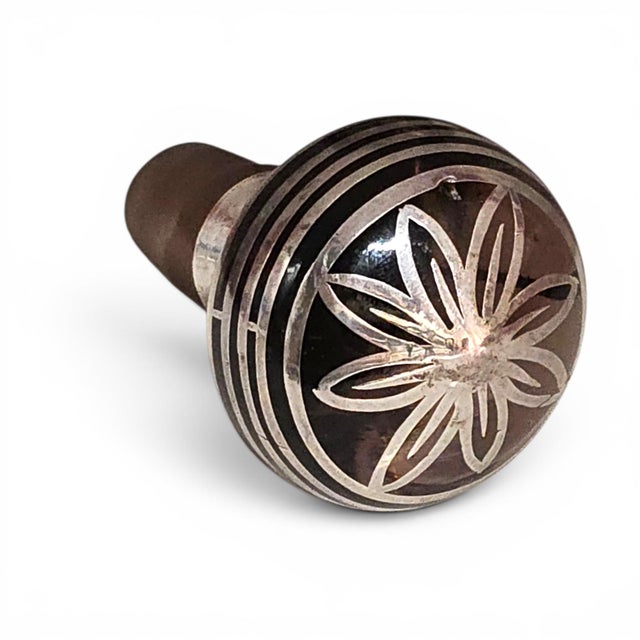 Mid 20th Century Czech Bohemian Crystal Silver Overlay Decanter and Cordial Set - 7 pcs For Sale In San Francisco - Image 6 of 18