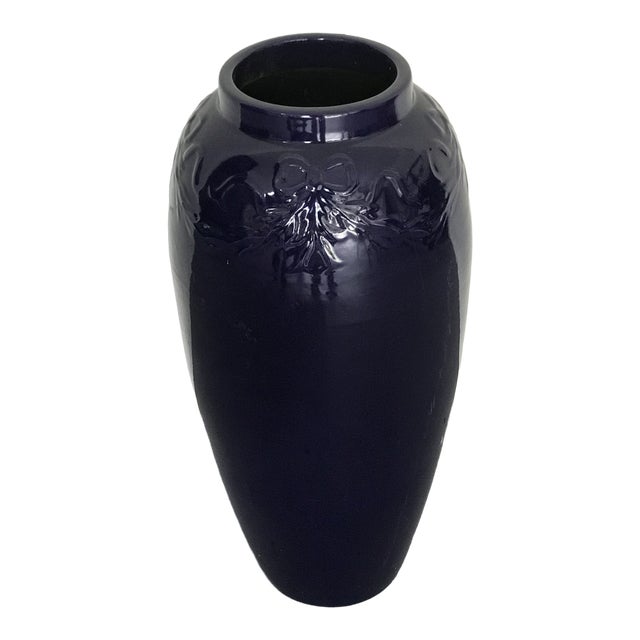 Mccoy School Pottery Arts Crafts Cobalt Blue Swags Bows Floor Vase Chairish