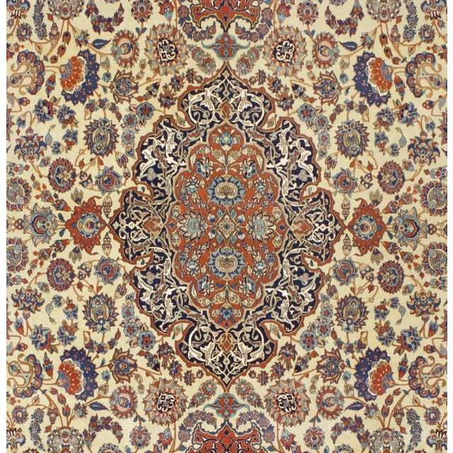 1940s Extremely Fine Vintage Persian Isfahan Rug 10’0" X 15’2” For Sale - Image 5 of 5