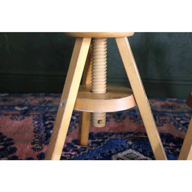 Brutalist Vintage Adjustable Screw Stools For Sale - Image 3 of 15