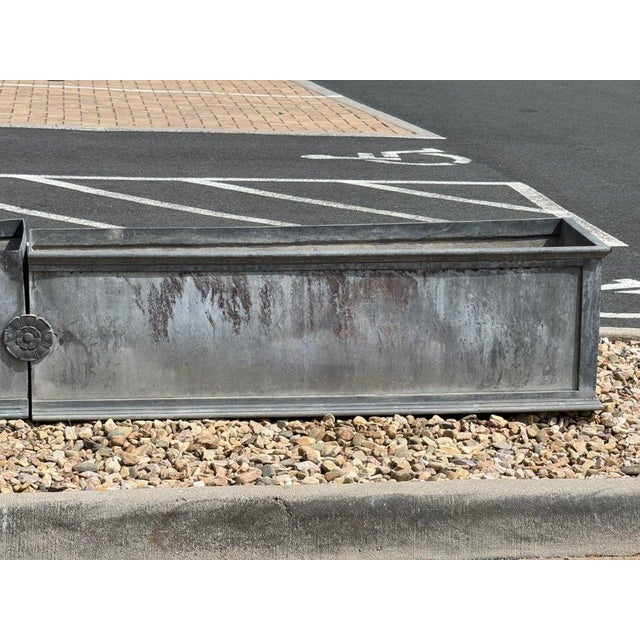 Gray Early Large Zinc Planters - Set of 2 For Sale - Image 8 of 8