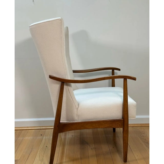 Mid-Century Modern Mid Century Scandinavian Wing Back Chair With Tufted Back Rest, Signed For Sale - Image 3 of 10