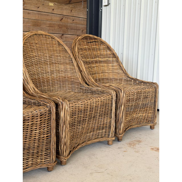 Contemporary Set of 8 Organic Modern Rustic Coastal Braided Rattan Dining Chairs For Sale - Image 3 of 12