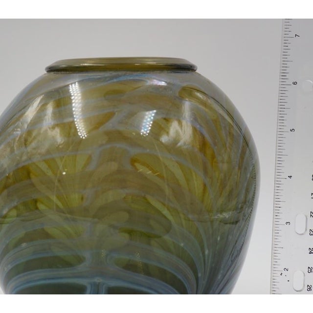 Glass Vintage 1978 Stephen Edwards Blown Glass Feather Vase For Sale - Image 7 of 9