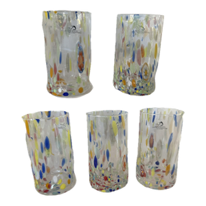 Murano Glasswear Set by Alessandro Coppola in Italy- Set of 5 Tall Drinking Glasses