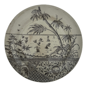 Late 19th-Century English Staffordshire Brown Transferware Plate