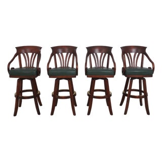 Set of 4 Makhail Darafeev Leather Seat Swivel Barstools For Sale