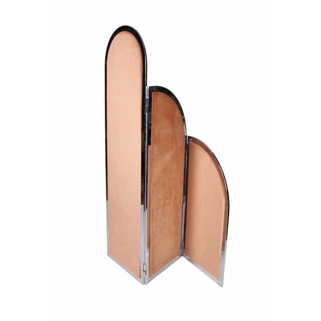 Mid-Century Modern Mid-Century Modern Staggered Chrome Dressing Folding Screen Attributed to Arthur Umanoff For Sale - Image 3 of 11