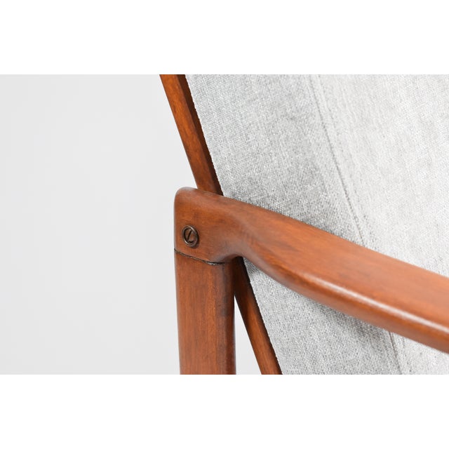 Textile Scandinavian Grey Teak Armchair, 1960s For Sale - Image 7 of 12