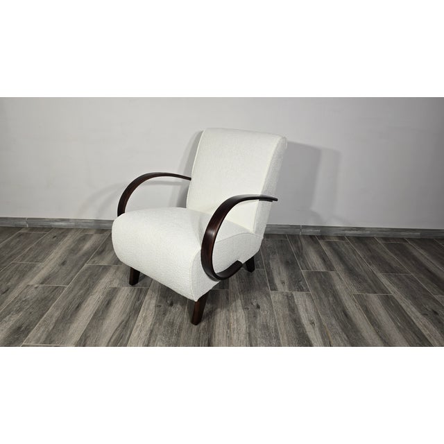 White Art Deco Lounge Chair by Jindrich Halabala, 1940s For Sale - Image 8 of 9