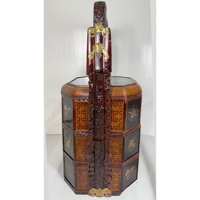 Antique Chinese Tiered Wicker Wedding Basket For Sale - Image 4 of 12