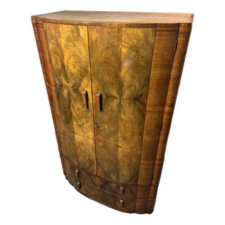 Vintage Art Deco Walnut Wardrobe, 1930s For Sale