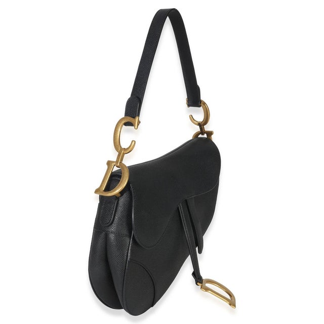 2020s Black Grained Calfskin Medium Saddle Bag For Sale - Image 5 of 9