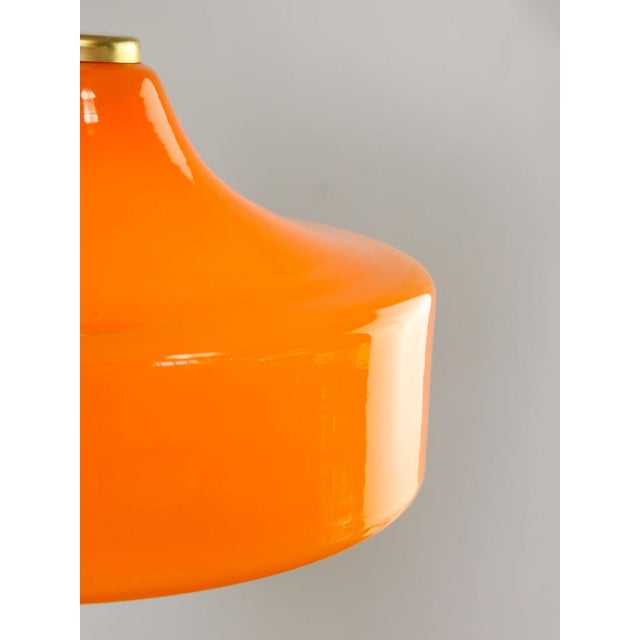 Mid-Century Modern Italian Pendant Lamp in Orange Glass and Brass For Sale - Image 11 of 18