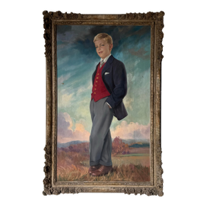 1937 Emilie Antoine Verpilleux (Belgian / British, 1888–1964) Oil Portrait on Canvas Painting– Ornate Gilt Frame