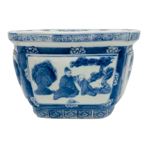 Vintage Chinoiserie Blue and White Planter