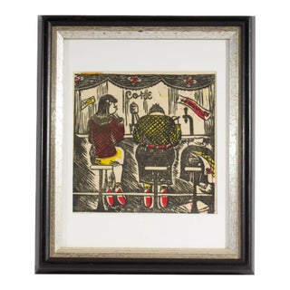 "Teen-Agers” Abstract Linocut by Ida Louise Krueck For Sale