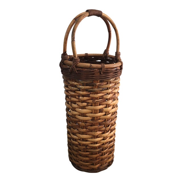 Vintage Woven Wicker Umbrella Basket Chairish