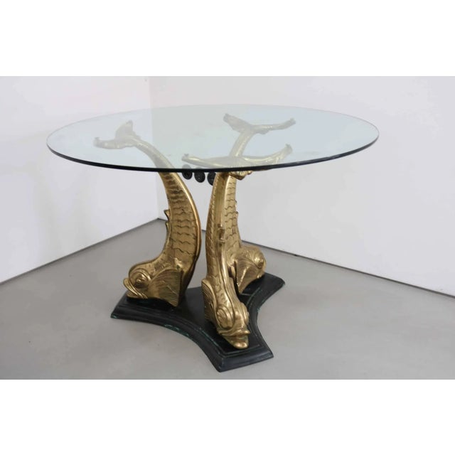 Hollywood Regency style brass and glass dining table, Italy 1960s. Good vintage condition.