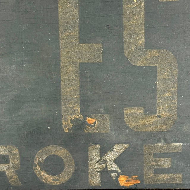Antique Hand Painted Wood Real Estate Sign in Wrought Iron Scroll Design Frame For Sale - Image 9 of 12