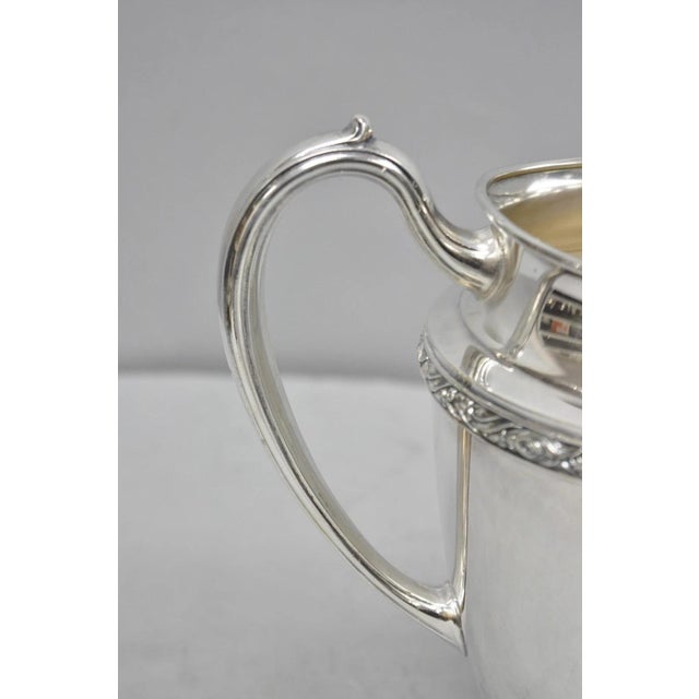 Silver Vintage Victorian Oneida Maybrook Silver Plated Floral Repousse Water Pitcher For Sale - Image 8 of 14