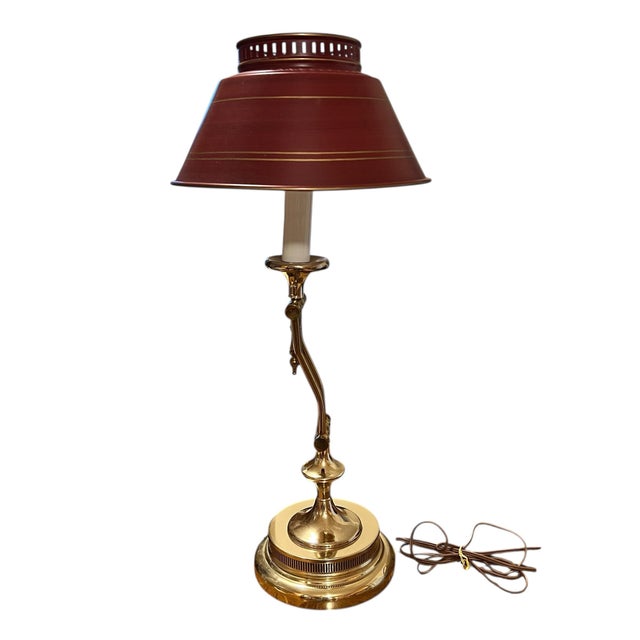 French Country Vintage Italian Tole Style Reticulating Desk Lamp For Sale - Image 3 of 4