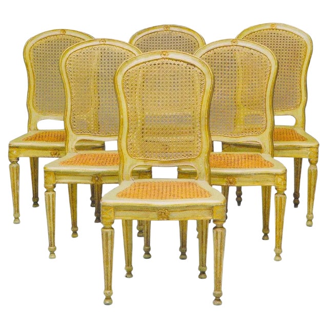 18th Century Italian Painted and Parcel-Gilt Chairs, Set of 6 For Sale