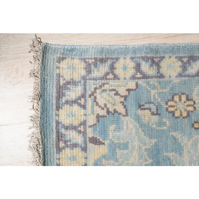 2020s 9x12 Blue Hand-Knotted Wool Floral Symmetry Geometric Modern Carpet Rug For Sale - Image 5 of 9
