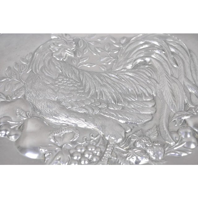 Vintage Lenox Retired Large Rooster Pewter Metal Holiday Serving Platter Tray For Sale In Philadelphia - Image 6 of 11