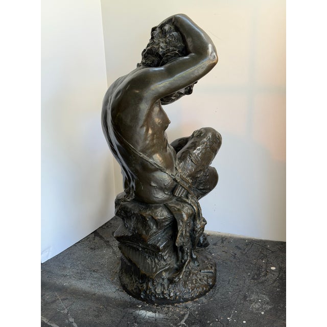 French Large Antique Bronze Sculpture “Weeping Satyr” After Clodion, (Claude Michel), Signed “Clodion” For Sale - Image 3 of 12
