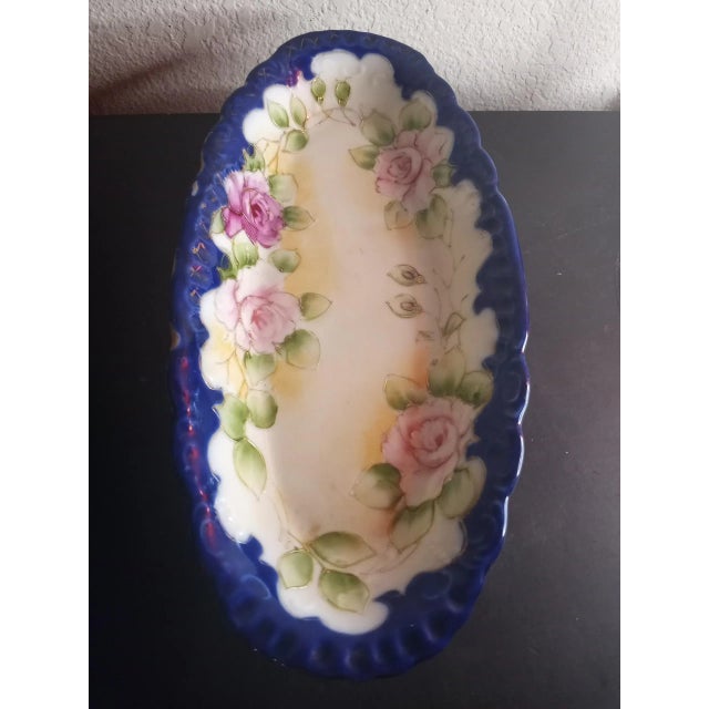 Art Deco 1960s Vintage Hand-Painted Oval Platter For Sale - Image 3 of 6