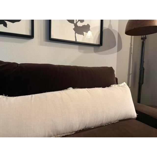 CB2 Cb2 Bettie Warm White Velvet Lumbar Pillow 48” For Sale - Image 4 of 4