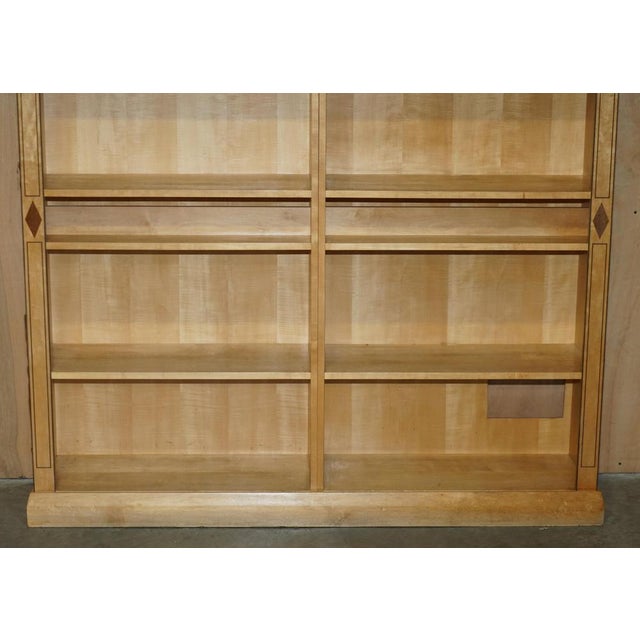 Tall Satin Birch and Walnut Steeple Top Library Bookcases, Set of 2 For Sale - Image 17 of 18
